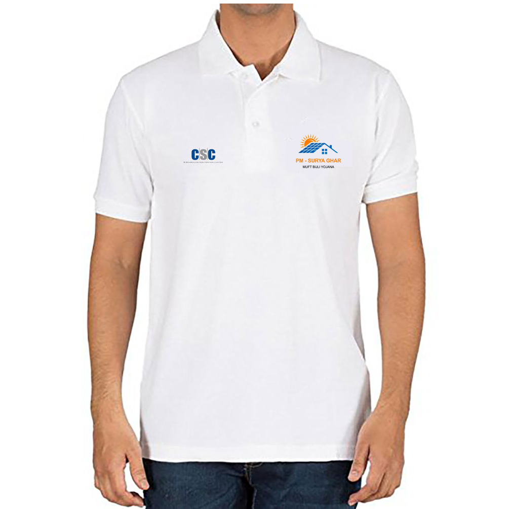 PM Surya Ghar Muft Bijli Yojana Collar T-Shirt: For CSC VLE Field Staff