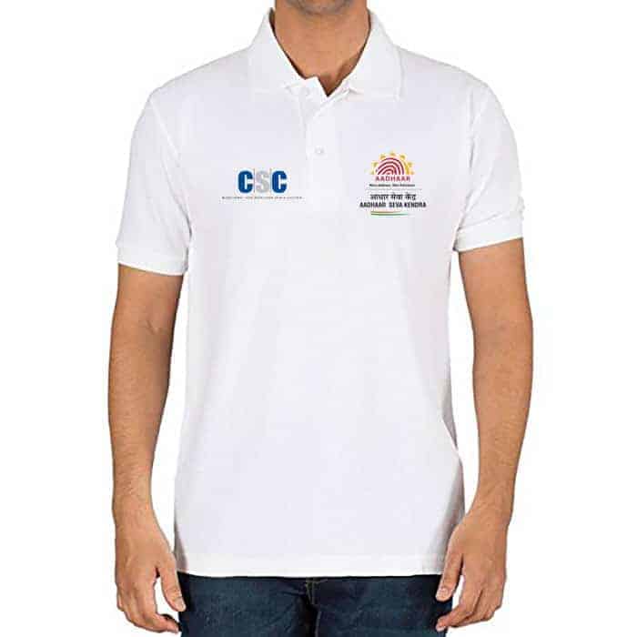 CSC Aadhaar Seva Kendra t shirt with collar