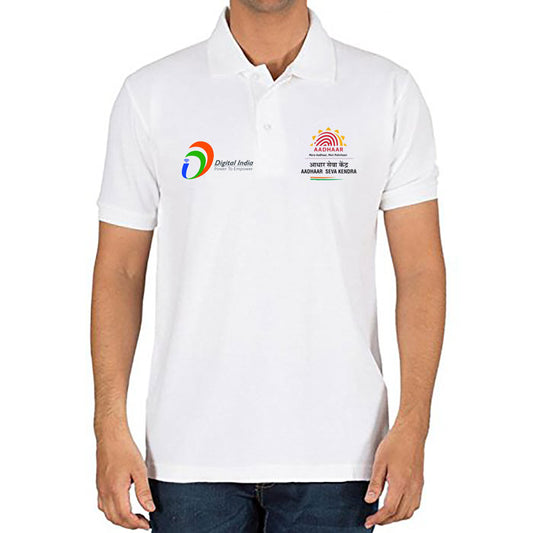 Uidai Digital India Aadhaar Seva Kendra T-Shirt with collar