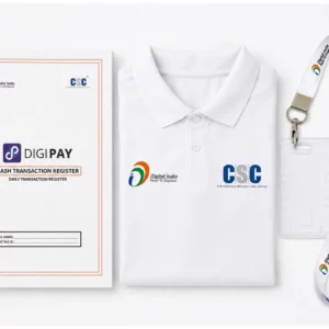 CSC AEPS VLE Essential Kit Combo | Digipay Cash Transaction Register + CSC Polo T-Shirt + CSC ID Card Lanyard with Holder | Professional CSC Center Kit