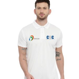 CSC Digital India Collar Polo T-Shirt | Premium White Polo for CSC VLE, Digital Seva & Aadhaar Operators