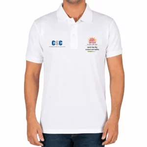 CSC UCL & ASK Aadhaar Seva Kendra Aadhaar Operator White Collar T-Shirt